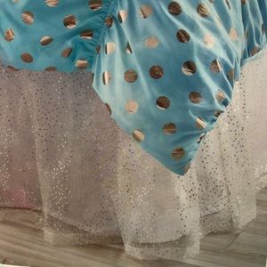 Justice White Sheer Gold Sequin Bedskirt Queen